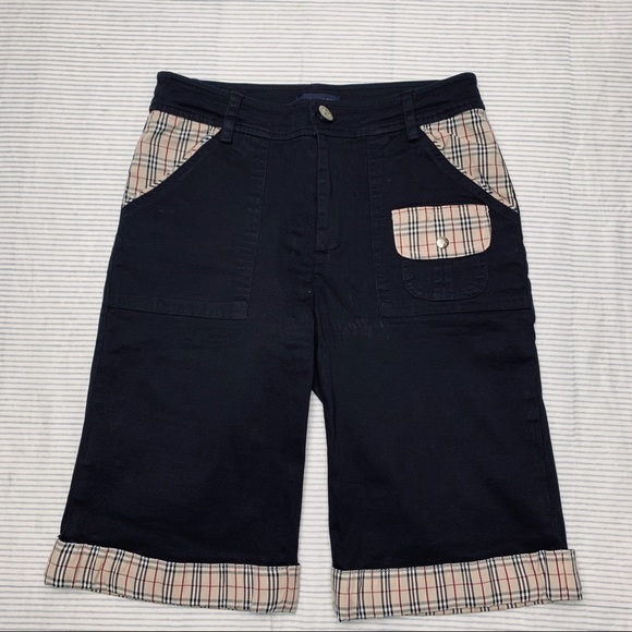 Burberry Other - Burberry Kids Black Shorts With Plaid Trim (M)